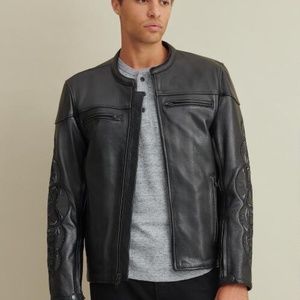 Men’s Black Moto Leather jacket Wilson's lining